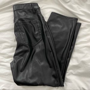Abercrombie & Fitch Curve Love Vegan Leather Ankle Straight Pants